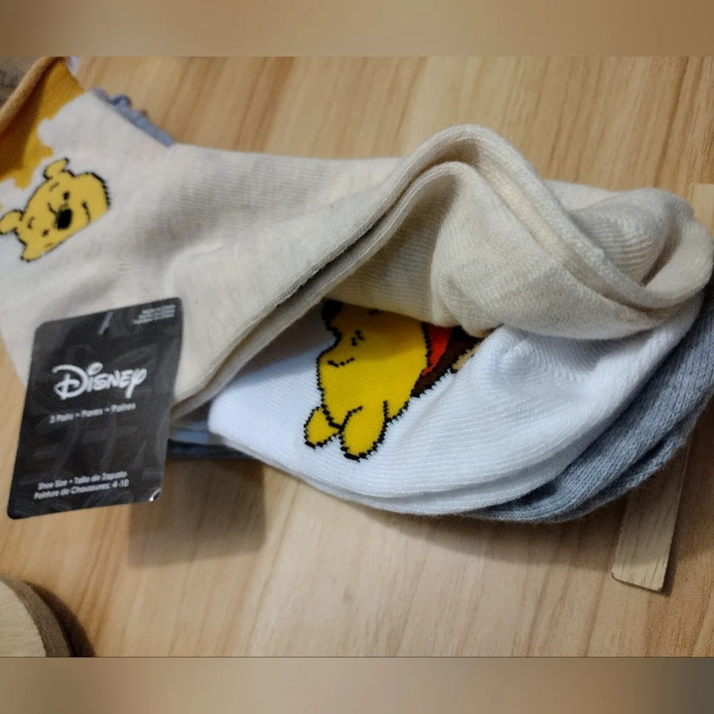 Disney Winnie The Pooh Crew Socks 3 Pair Adult One Size Fits Most